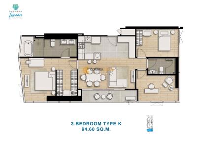 3 bedroom Condo in Skypark Lucean Jomtien Pattaya Jomtien