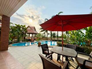 Outdoor area with pool and patio