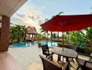 Outdoor area with pool and patio