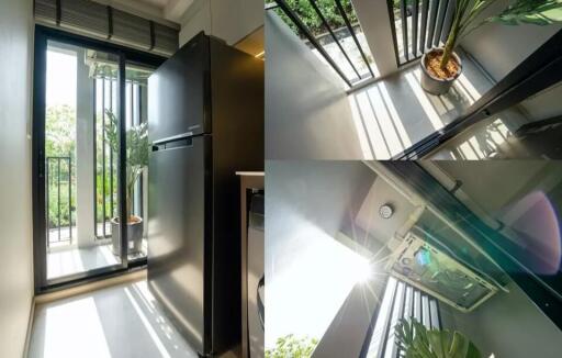 Modern kitchen with balcony access and natural light