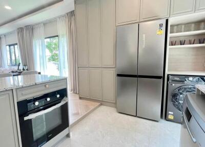 Modern kitchen with stainless steel appliances