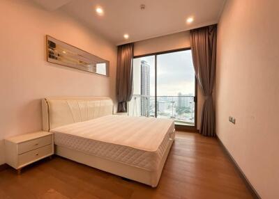 Modern bedroom with city view