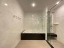 Modern bathroom with bathtub and shower