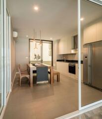 Modern kitchen with dining area