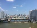 Cityscape with modern buildings and river