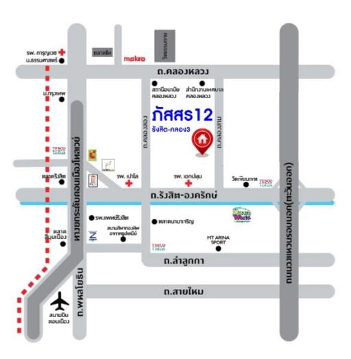 Neighborhood map showing points of interest and significant routes