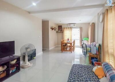 Spacious living room with dining area