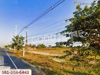 Roadside with open land and power lines