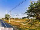 Roadside with open land and power lines