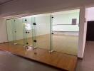 Indoor squash court with glass walls