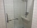 Modern glass shower enclosure with rain shower head