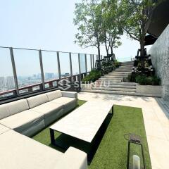 Spacious rooftop terrace with city views