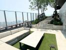 Spacious rooftop terrace with city views