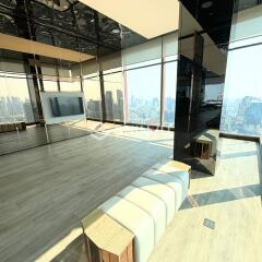 Modern living room with city view