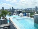 Rooftop infinity pool with city skyline view