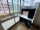 Office area with a window view