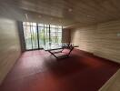 Table tennis in a recreation room