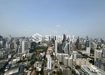 Skyline view of a city with numerous buildings and skyscrapers