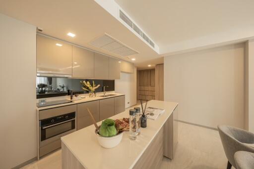 Modern kitchen with island and sleek appliances