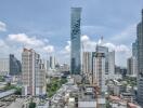 Aerial view of cityscape with modern high-rise buildings