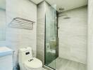 Modern bathroom with glass shower