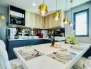 Modern kitchen with dining area