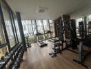 Home gym with exercise equipment