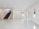 Open space living room with staircase