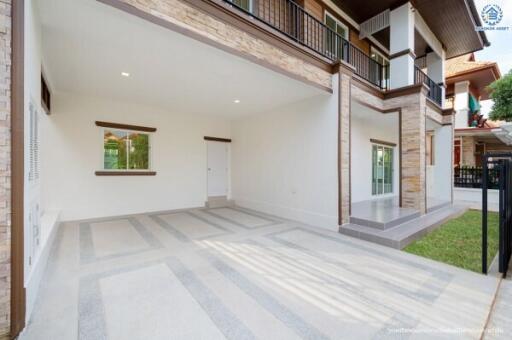 Covered parking area of a modern residential building