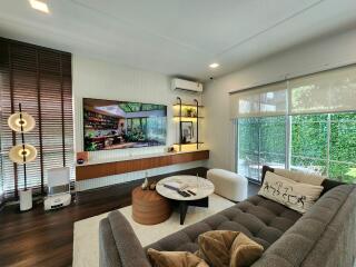 Modern living room with large windows