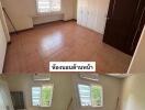 Bedroom with tiled flooring and wardrobe