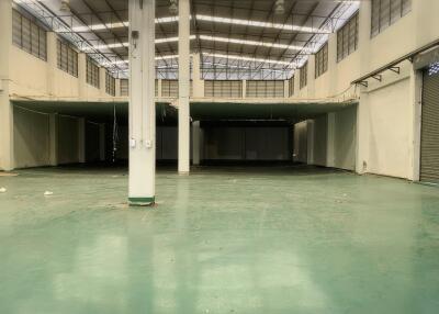 Interior of an industrial warehouse with high ceilings