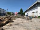 Empty construction or renovation site with debris