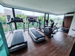 Modern gym with treadmills and other exercise equipment