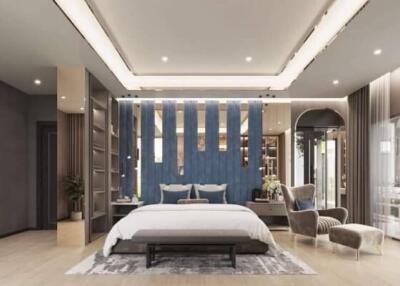 modern and spacious bedroom with contemporary decor