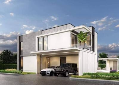 Modern two-story house with carports