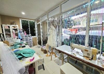 Workroom with sewing machines and craft materials