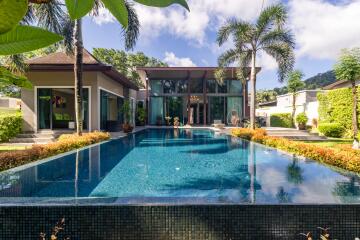 Modern house with outdoor pool and landscaping