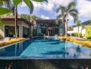 Modern house with outdoor pool and landscaping