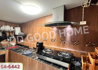 Modern kitchen with stove and extractor hood