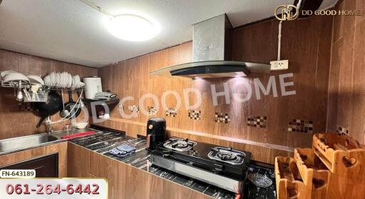 Modern kitchen with stove and extractor hood