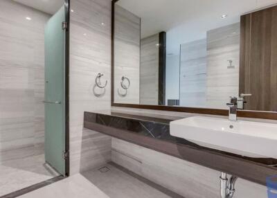 Modern bathroom with glass shower