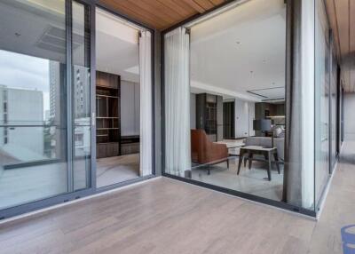 Modern apartment living room with balcony