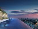 Stunning rooftop infinity pool overlooking city skyline at sunset