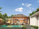 Modern house with outdoor swimming pool and garden