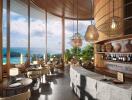 Upscale dining area with a panoramic ocean view