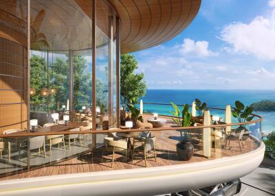 Luxury outdoor dining area with ocean view