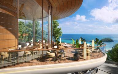 Luxury outdoor dining area with ocean view