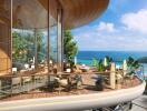 Luxury outdoor dining area with ocean view