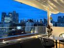 Evening view from balcony with city skyline